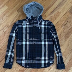 Flannel Button Down Hoodie